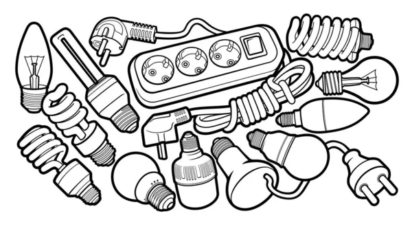 Cartoon doodles grappige elektrische instrumenten — Stockvector