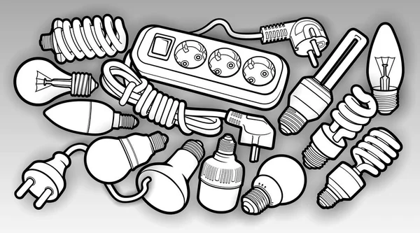 Cartoon doodles grappige elektrische instrumenten — Stockvector