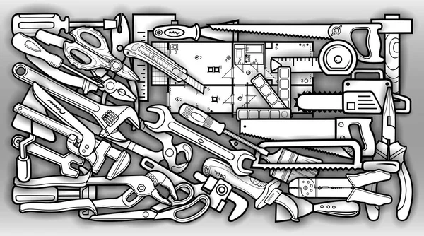 Illustration des outils de réparation de griffes de bande dessinée — Image vectorielle