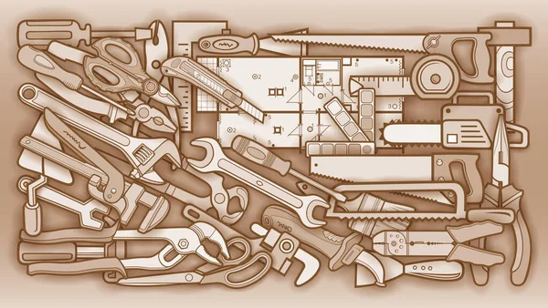 Illustration des outils de réparation de griffes de bande dessinée — Image vectorielle