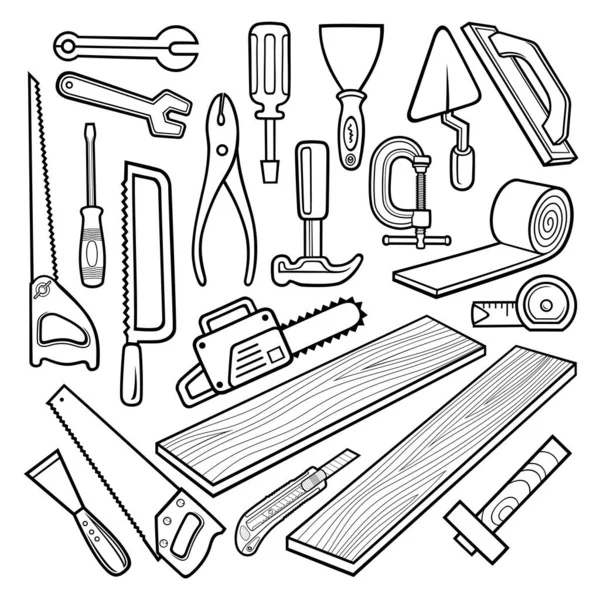 Karikatura čmáranice domácí opravy objektů nastavit — Stockový vektor