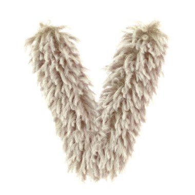 3 boyutlu vahşi hayvan kürkü V harfi.