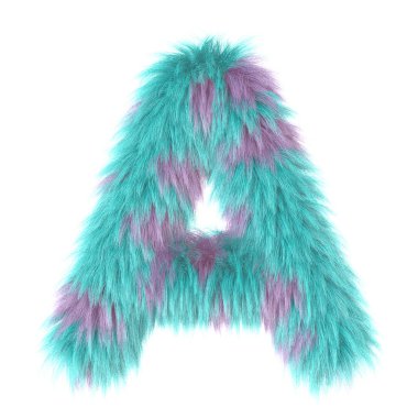 3D çizgi film eğlenceli hayvan kürkü harfi A