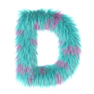 3 boyutlu komik hayvan kürkü D harfi.