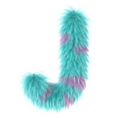 3D çizgi film eğlenceli hayvan kürkü harfi J