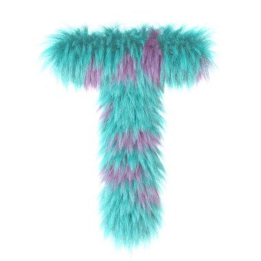 3D çizgi film eğlenceli hayvan kürkü harfi T