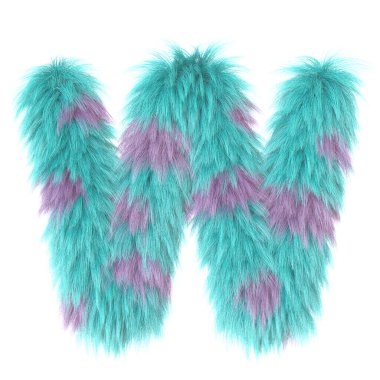 3D çizgi film eğlenceli hayvan kürkü harfi W