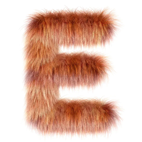 3d Fox kreskówka śmieszne kreatywne futro litera E — Zdjęcie stockowe