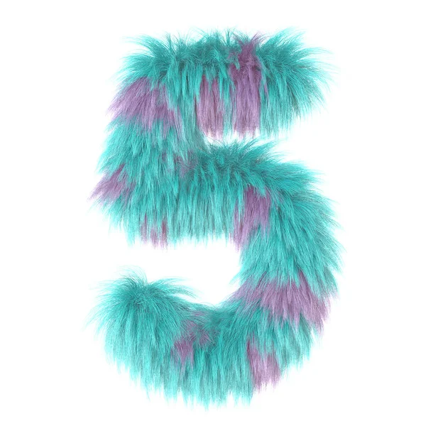 3d cartoon fun animal fur number 5 — Stock Photo, Image