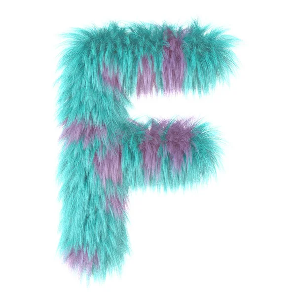 3d cartoon fun animal fur letter F — Stock Photo, Image