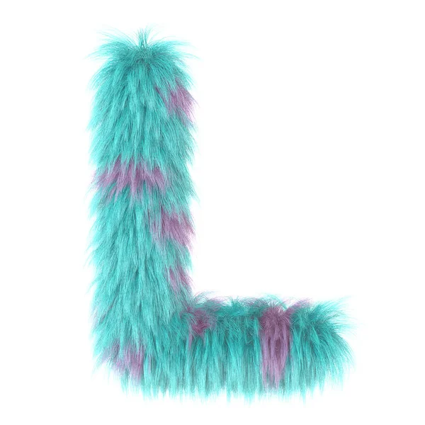 3D kreskówka zabawa zwierząt futro litera L — Zdjęcie stockowe