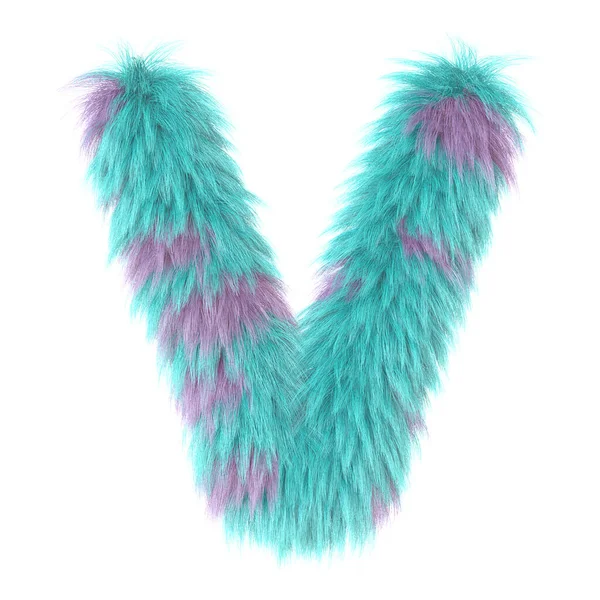 3d cartoon fun animal fur letter V — Stock Photo, Image