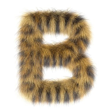 3d Leopar yaratıcı komik şirin kürk harfi B