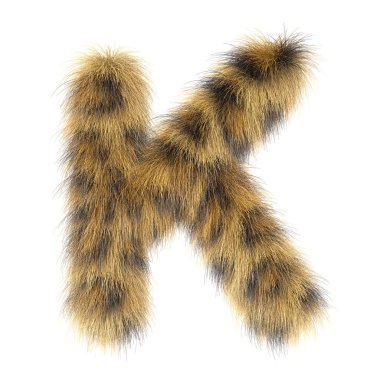 3d Leopar yaratıcı komik şirin kürk harfi K