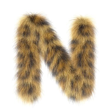 3d Leopar yaratıcı komik şirin kürk harfi N
