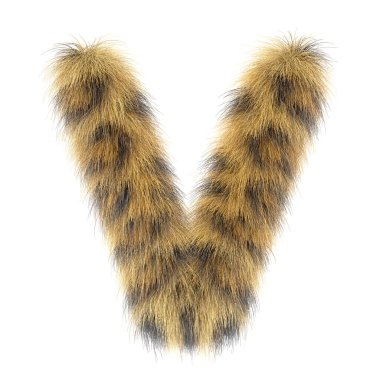 3d Leopar yaratıcı komik şirin kürk harfli V