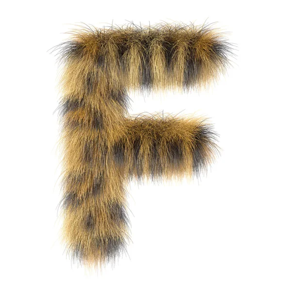 3d Leopard creative funny cute fur letter F — Stock Photo, Image