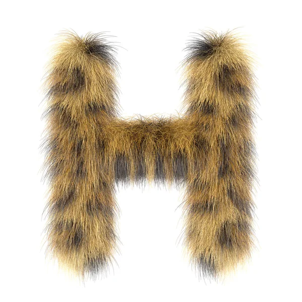 3D豹子创意有趣可爱的毛皮字母H — 图库照片