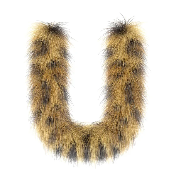 3d Leopar yaratıcı komik kürk harfi U