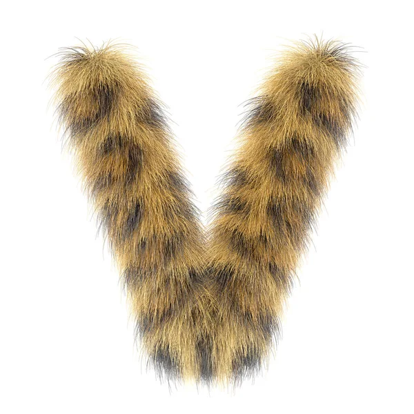 3d leopardo creativo divertente carino pelliccia lettera V — Foto Stock