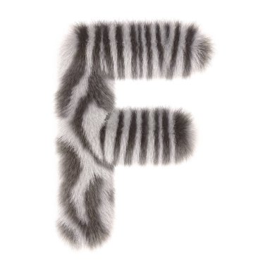 3d Zebra yaratıcı şirin çizgi film kürk harfi F