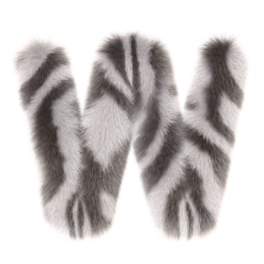 3D Zebra yaratıcı şirin kürk harfi W