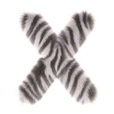 3d Zebra yaratıcı şirin çizgi film kürkü X harfi