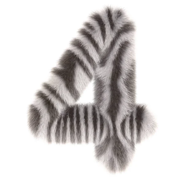 3d Zebra creative decorative fur number 4 — Stock Photo, Image