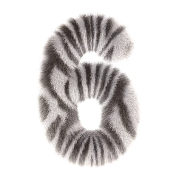 3d Zebra kreatywne dekoracyjne futro numer 6 — Zdjęcie stockowe