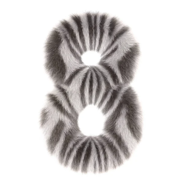 3d Zebra creativo pelliccia decorativa numero 8 — Foto Stock