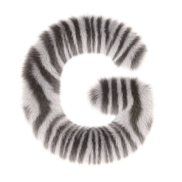 3D斑马创意可爱卡通毛皮字母G — 图库照片
