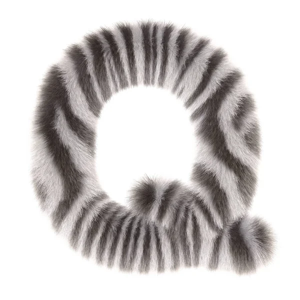 3d zebra creativo carino cartone animato pelliccia lettera Q — Foto Stock