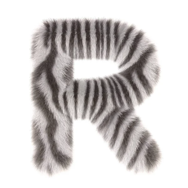 3D斑马创意可爱卡通毛皮字母R — 图库照片