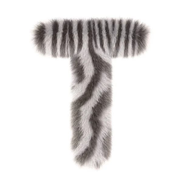 3D Zebra yaratıcı şirin kürk harfi T — Stok fotoğraf