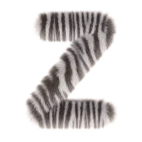 3d zebra creativo carino cartone animato pelliccia lettera z — Foto Stock