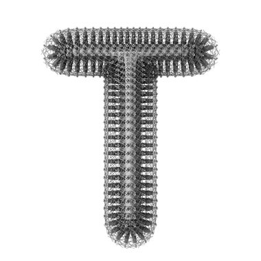 3D Metal tel T harfini izole etti
