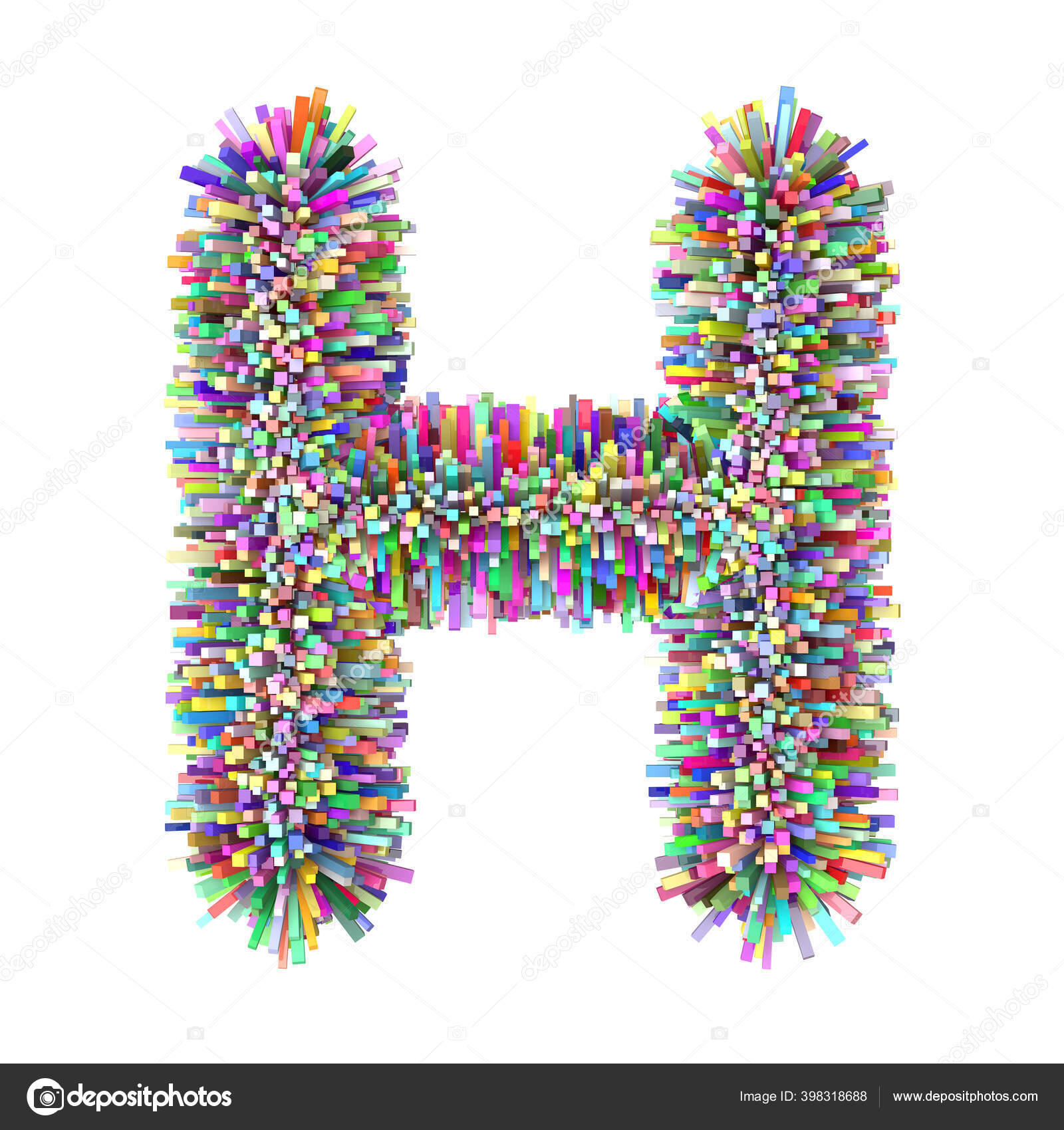 3D flerfärgad tegel kreativ söt dekorativ bokstav H — stockfoto © KTVector  #398318688, image size:1600x1700