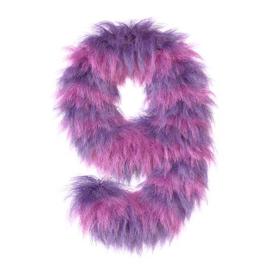 3D dekoratif çizgi film 9 numaralı eğlenceli hayvan kürkü.