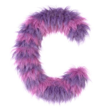 3D dekoratif karikatür hayvan mor kürk harfi C