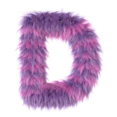 3D dekoratif karikatür hayvan mor kürk harfi D