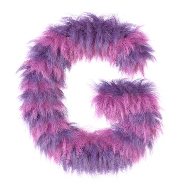 3D dekoratif karikatür hayvan mor kürk harfi G