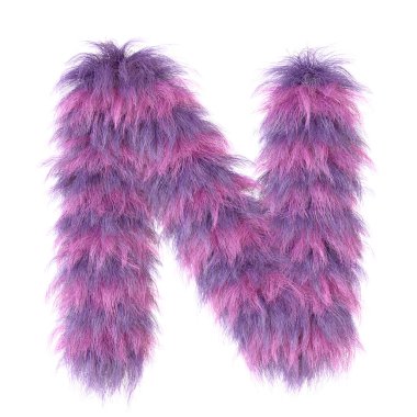 3D dekoratif karikatür hayvan mor kürk harfi N