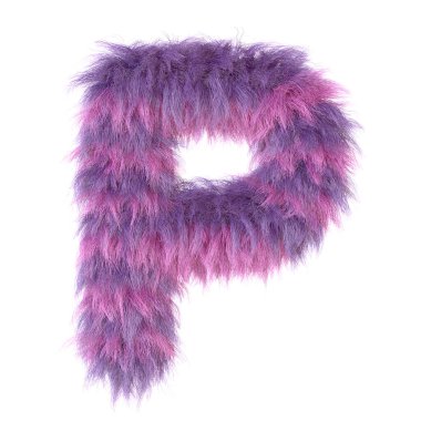 3D dekoratif karikatür hayvan mor kürk harfi P