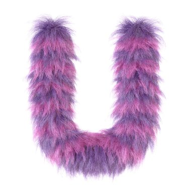 3D dekoratif karikatür hayvan mor kürk harfi U