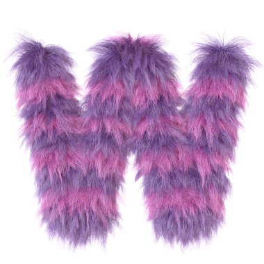 3D dekoratif karikatür hayvan mor kürk harfi W