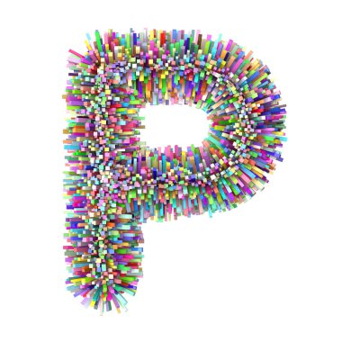 3d çok renkli tuğlalar yaratıcı sevimli dekoratif harf P