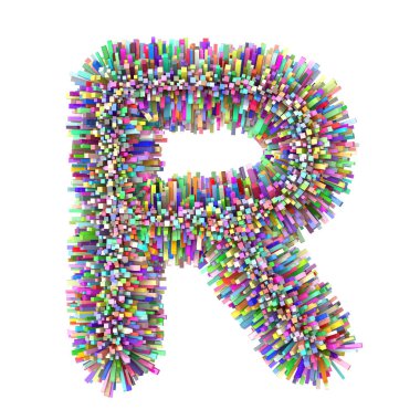 3D çok renkli tuğlalar yaratıcı şirin dekoratif harf R