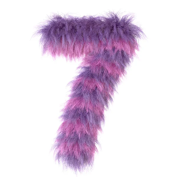 3d decorative cartoon fun animal fur number 7 — Stock Photo, Image
