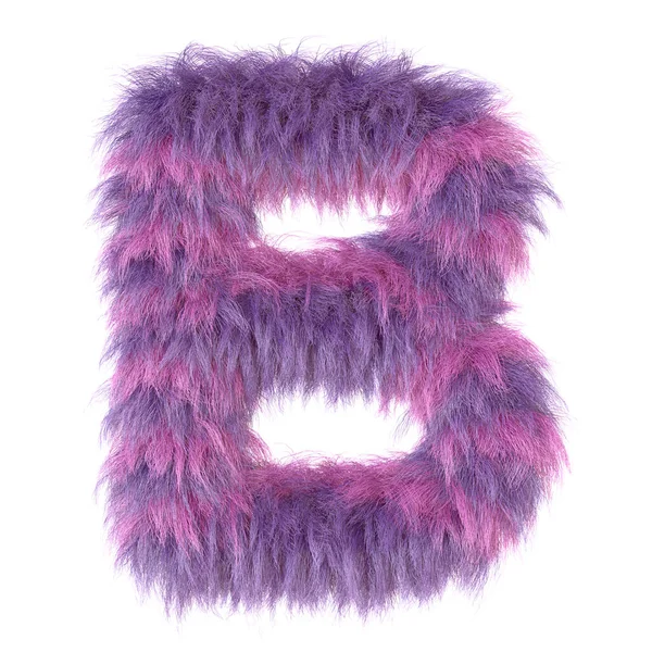 3d decorative cartoon animal purple fur letter B — Stock Photo, Image