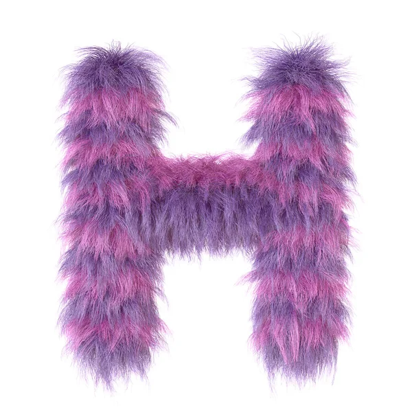 3d decorative cartoon animal purple fur letter H — Stock Photo, Image